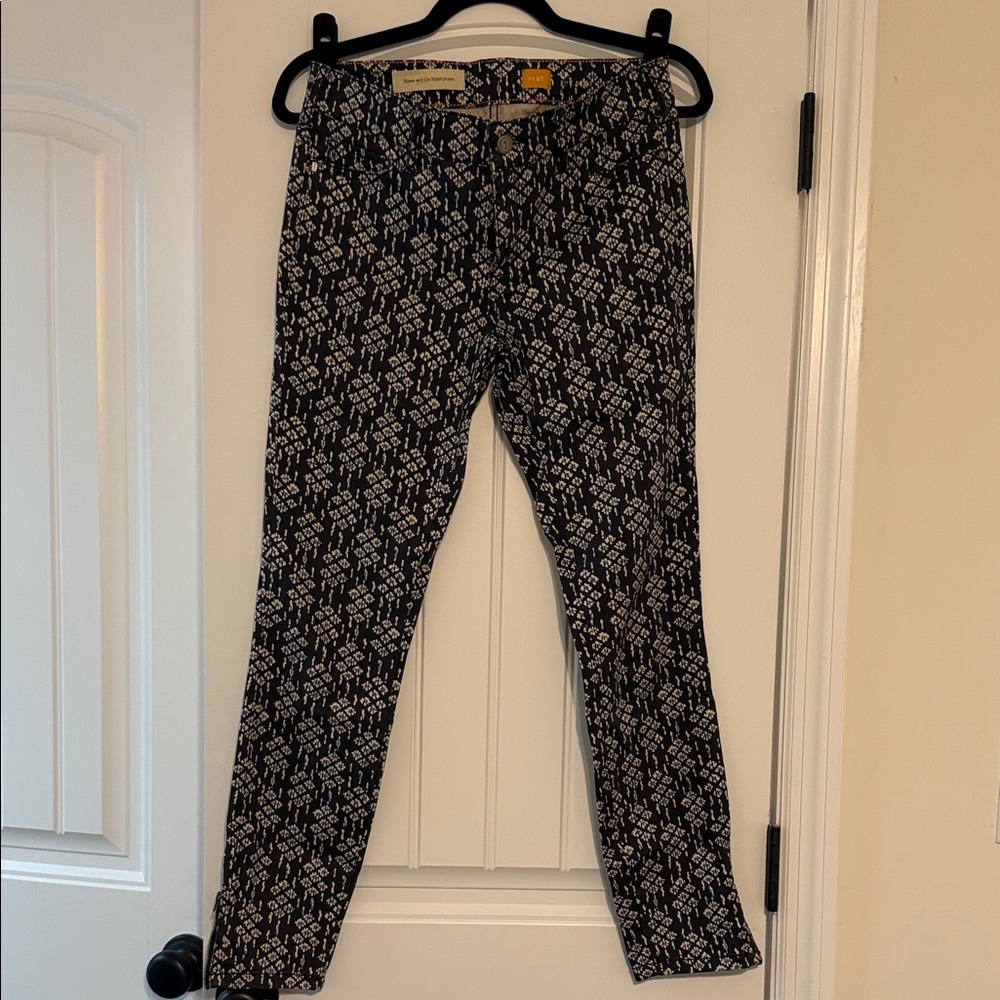 Pilcro and the Letterpress Navy and White Patterned Pants